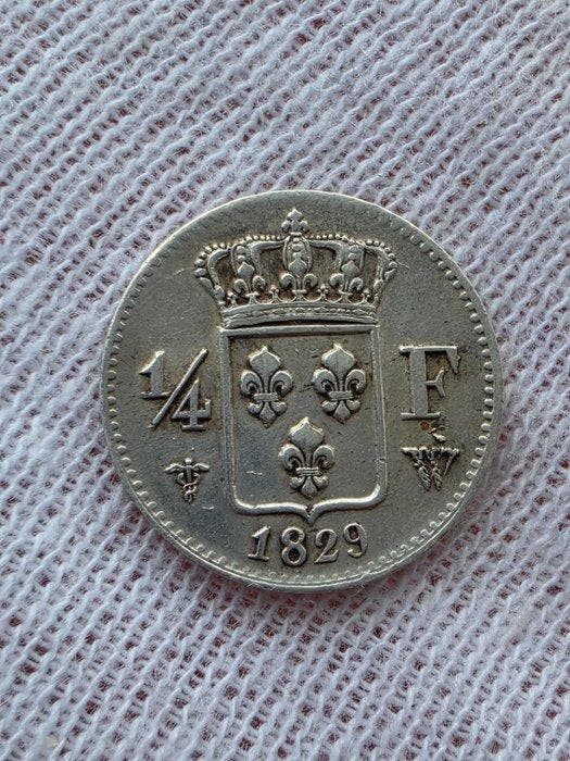Frankrijk. Charles X. 1/4 Franc 1829-W, Lille (Zonder, Timbres & Monnaies, Monnaies | Europe | Monnaies non-euro