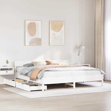 vidaXL Bedframe zonder matras massief grenenhout wit 180x200, Verzenden