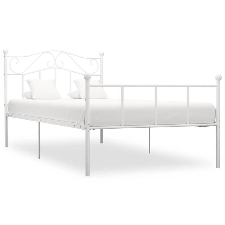 vidaXL Bedframe metaal wit 90x200 cm, Maison & Meubles, Chambre à coucher | Lits, Envoi