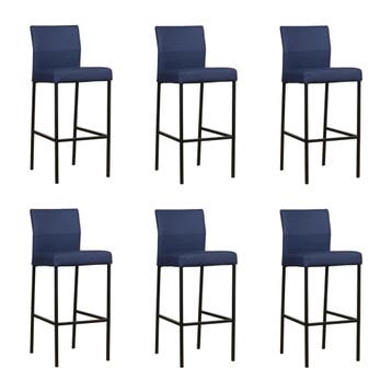 Set van 6 Leren barkruk Bright hoog - Toledo Kobalt (blauw), Ophalen of Verzenden
