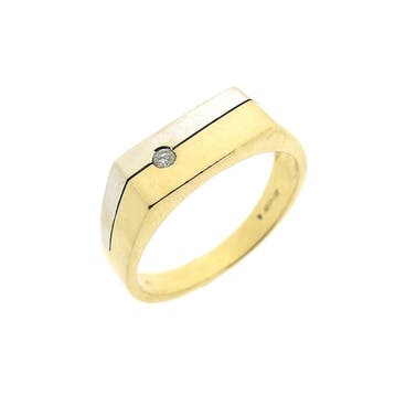 Jeunesse bicolor gouden herenring diamant 0,03 ct., Ophalen of Verzenden