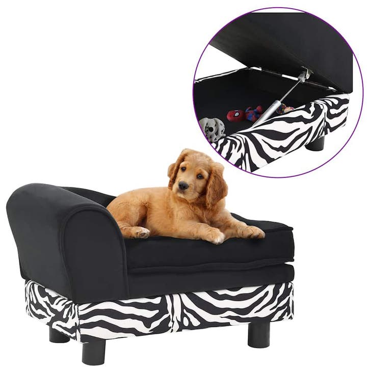 vidaXL Hondenbank 57x34x36 cm pluche zwart, Animaux & Accessoires, Accessoires pour chiens, Envoi