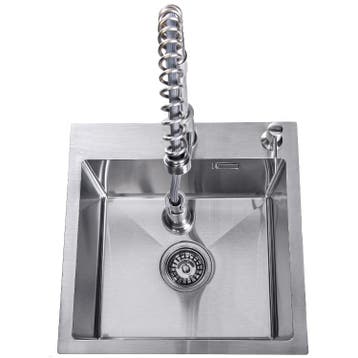 Lendo Online Spoelbak met Spuitkraan 44x44x20 cm RVS Zilver, Verzenden, Nieuw
