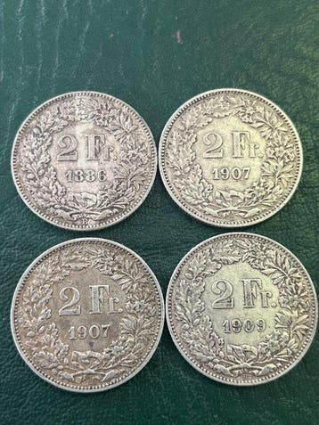 Zwitserland. 2 Franken 1886-1907 (Zonder minimumprijs), Postzegels en Munten