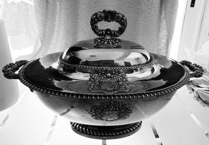 Tureen - .950 zilver - Odiot Franse zilveren soepterrine, Antiquités & Art, Antiquités | Argent & Or