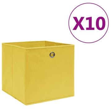 vidaXL Opbergboxen 10 st 28x28x28 cm nonwoven stof geel, Verzenden, Nieuw