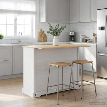 vidaXL Keuken eiland set 2 st Wit en Honingwas 112 x 70 x, Huis en Inrichting, Verzenden, Nieuw