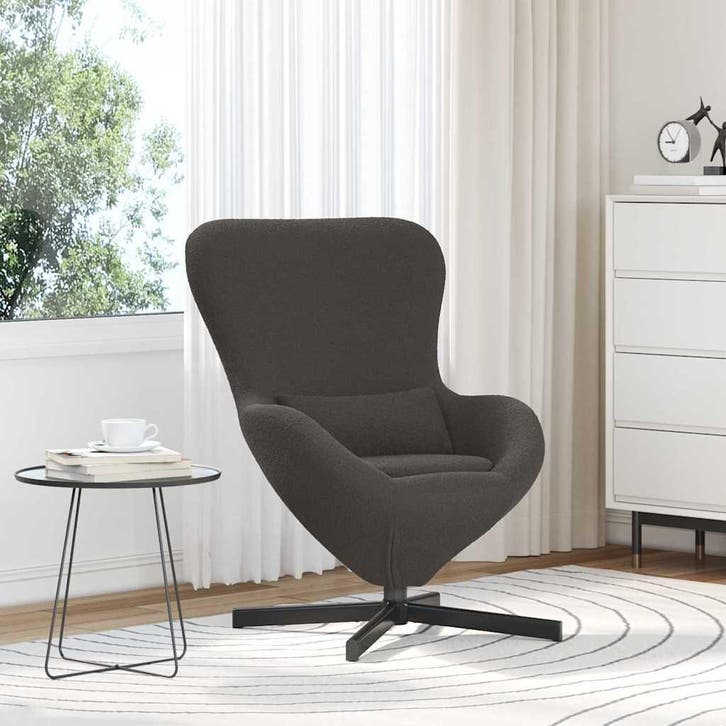 vidaXL Eivormige stoel Donkergrijs 63 x 73 x 90 cm Stof, Maison & Meubles, Fauteuils, Envoi