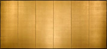 Un paravent japonais en soie dorée à six panneaux (bybu,