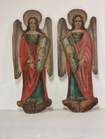 Paire de panneaux décoratifs peints à lhuile - Arcangeli -