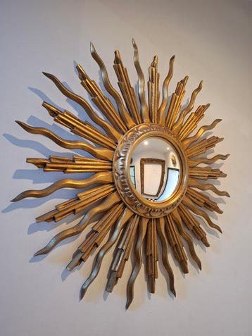 Spiegel- Zonnespiegel - Hout - XL 66 cm luxe.