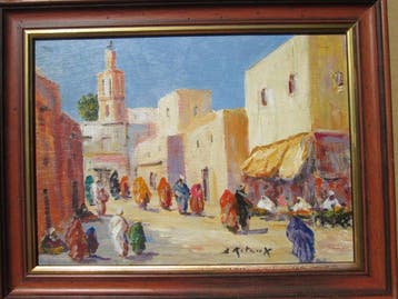 Bruno Retaux (1947) - Rue à Marrakech Maroc