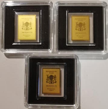 Tsjaad. 3.000 Francs 3 x 1/1000 oz Gold Berühmte, Postzegels en Munten, Munten | Europa | Niet-Euromunten