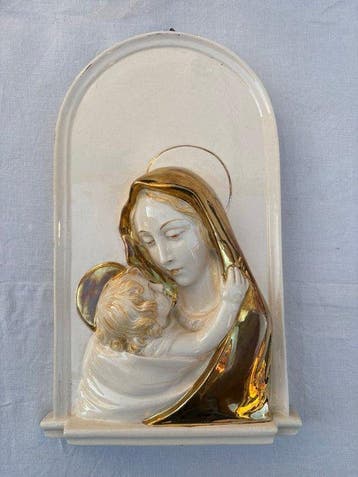 Wandbord - Keramiek - Madonna met Kind 1930