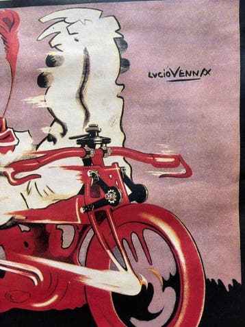 Lucio Venna - Manifesto pubblicitario motociclistico, Antiek en Kunst