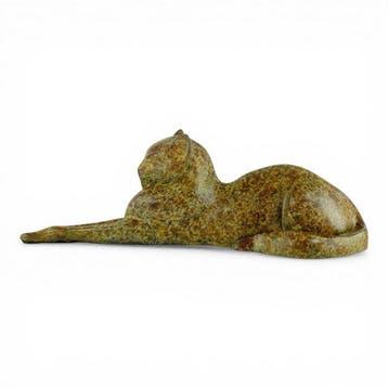 sculptuur, Reclining Panther in Art Deco Style - 52 cm in