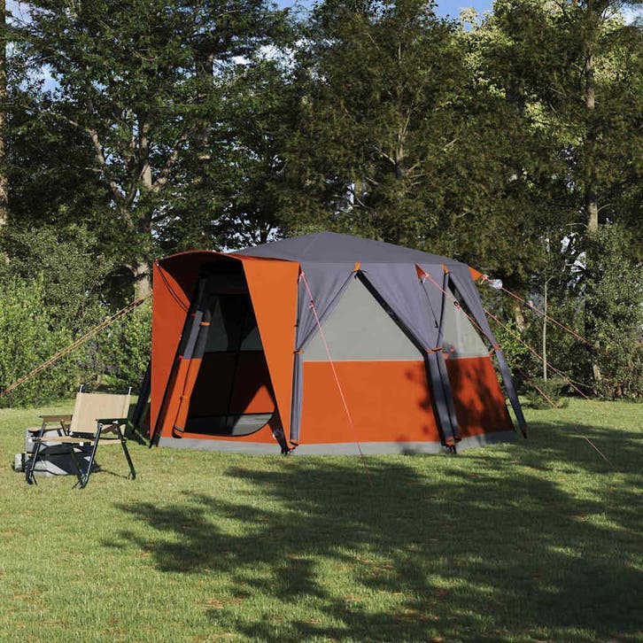 vidaXL Cabine Tent 6-Persoon Grijs en Oranje 425 x 396 x 222, Caravanes & Camping, Tentes, Envoi