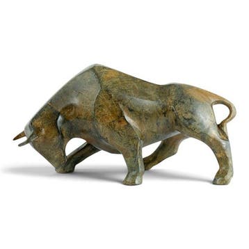 Pierre Chenet (XX-XXI) - Sculpture, Charging Bull in Cubist