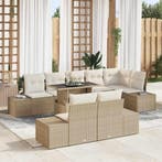 vidaXL Tuinbank Set met opslag 9 pcs Beige Poly rattan, Verzenden, Nieuw