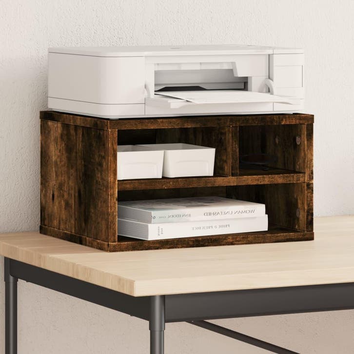 vidaXL Printerkastje 40x32x22,5 cm bewerkt hout gerookt, Computers en Software, Printers, Nieuw, Verzenden
