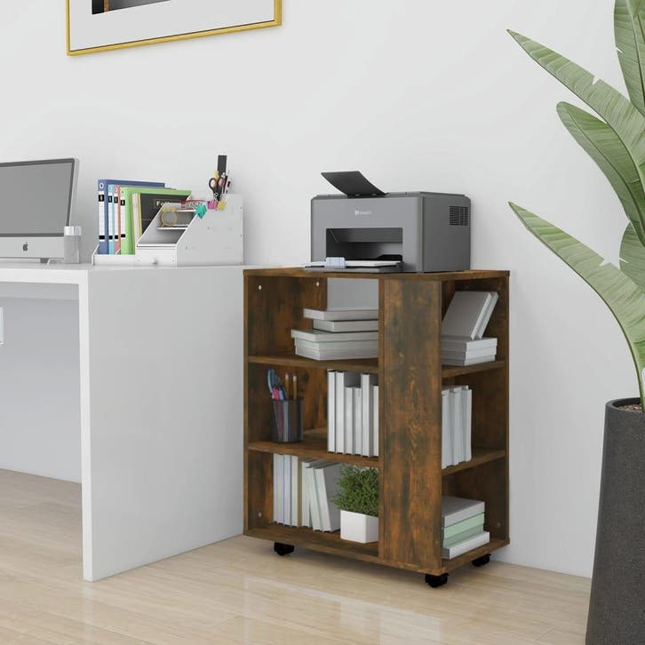 vidaXL Rolkast 60x35x75 cm bewerkt hout gerookt eikenkleurig, Huis en Inrichting, Kasten | Overige, Nieuw, Verzenden