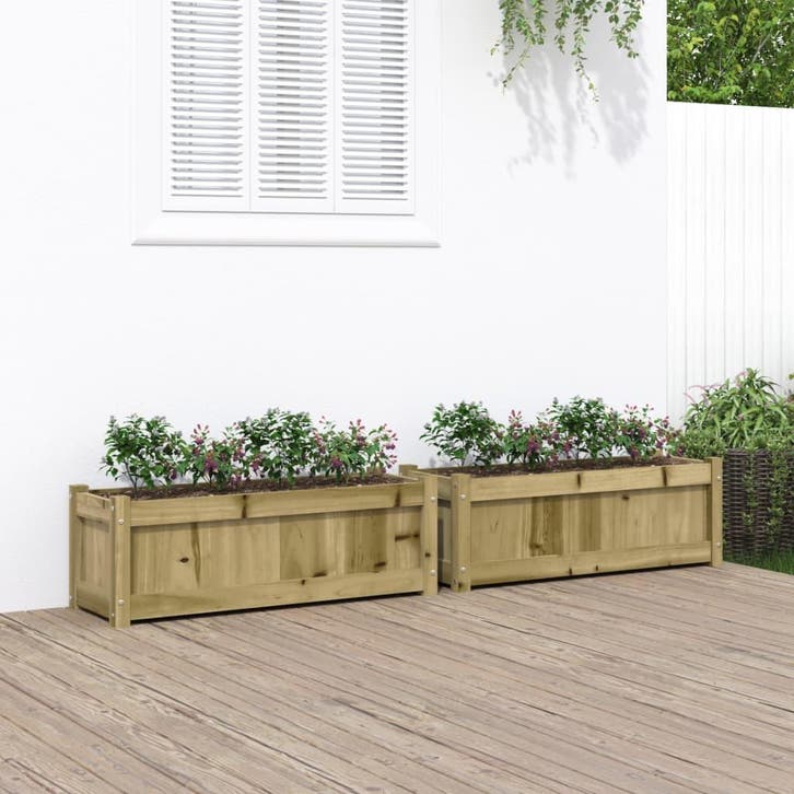 vidaXL Plantenbakken 2 st cm geïmpregneerd hout, Tuin en Terras, Bloempotten, Nieuw, Verzenden