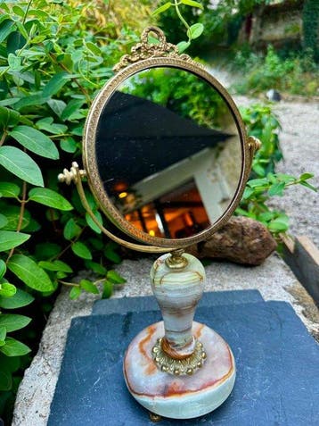 Miroir de table - Onyx - années 60 Italie