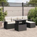 vidaXL 6-delige Loungeset met kussens poly rattan zwart, Verzenden, Nieuw, Loungeset