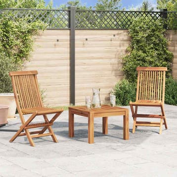 vidaXL Tuinstoelen inklapbaar 2 st massief teakhout, Verzenden, Nieuw