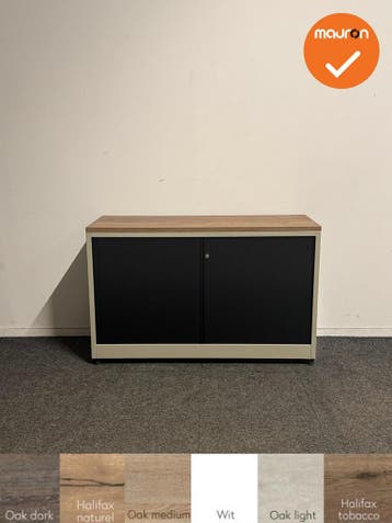 Ahrend - Roldeurkast - 74x120x45 cm - Beige met zwarte deure, Werkplek, Ophalen of Verzenden, Gebruikt, Kast