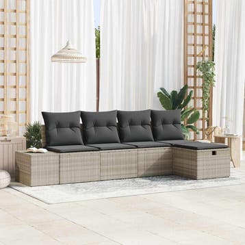vidaXL Bankstel 6 st poly rattan, Verzenden