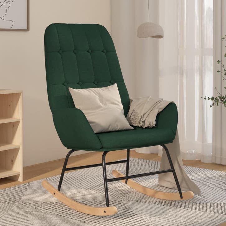 vidaXL Schommelstoel stof donkergroen, Huis en Inrichting, Stoelen, Nieuw, Verzenden