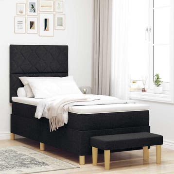 vidaXL Boxspring bed met kussen met hoofdeinde Zwart 200 x, Huis en Inrichting, Slaapkamer | Bedden, Verzenden, Nieuw