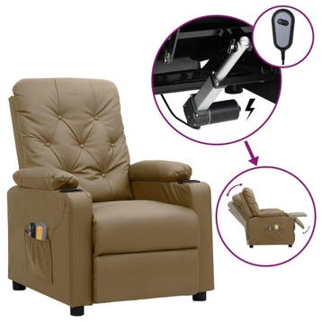 vidaXL Massagestoel elektrisch kunstleer cappuccinokleurig, Verzenden, Nieuw