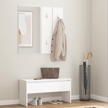 vidaXL Garderobe set bewerkt hout wit, Verzenden