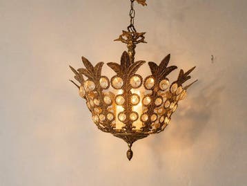 Lampe - Verre, Métal, Bronze