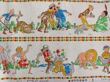 Tintin - Double frise de papier peint - 14 scènes dalbums -