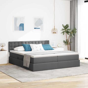 vidaXL Opbergbed met matras Donkergrijs 200 x 200 cm, Verzenden