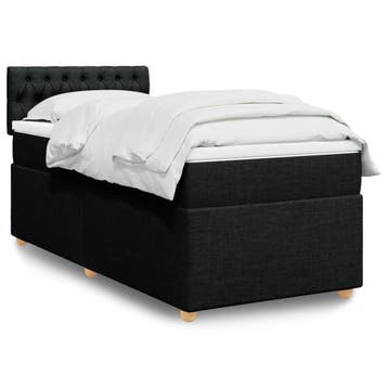 vidaXL Boxspring met matras stof zwart Single, Verzenden, Nieuw