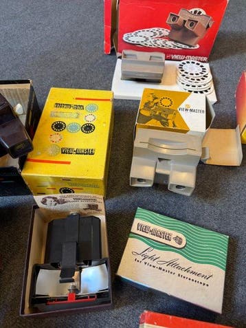 Viewmaster viewers. Boxen, reels Viewmaster E zie foto’s