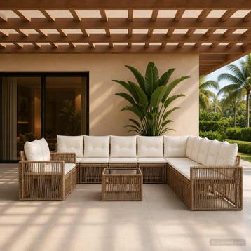 vidaXL Tuinbank Set 12 st Beige en Crème Wit poly rattan, Verzenden