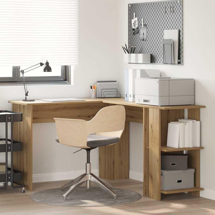 vidaXL Hoekbureau Artisan Eiken Bewerkt hout 140 x 113,5 x, Maison & Meubles, Bureaux, Envoi