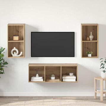 vidaXL Tv-meubelset Artisan Eiken Bewerkt hout, Verzenden, Nieuw