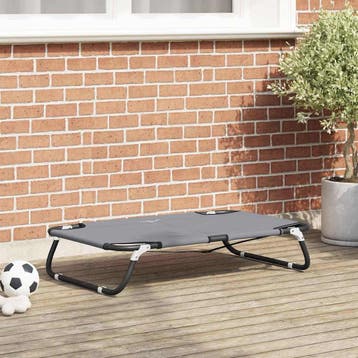 vidaXL Hondenbed 70 x 46 x 18 cm Staal Lichtgrijs, Dieren en Toebehoren, Verzenden, Nieuw