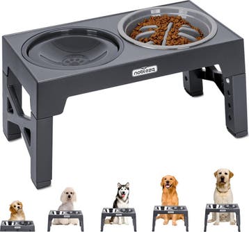 Voerbak Hond - Drinkbak Hond - 7,5-31 cm Hoog - Grijs - Nobl, Verzenden, Nieuw