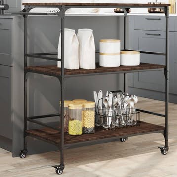vidaXL Keukentrolley 100,5x50x105 cm bewerkt hout bruin, Verzenden, Nieuw