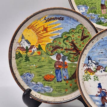 Rösler – Vier Jahreszeiten Wandteller – Keramik nach Entwurf, Antiquités & Art