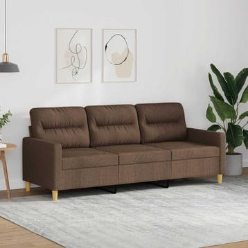 vidaXL Driezitsbank / zetel 180 cm stof bruin, Verzenden, Nieuw