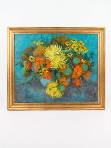 Raymond Biaussat (1932-2021) - Dahlias et Capucines, Antiek en Kunst