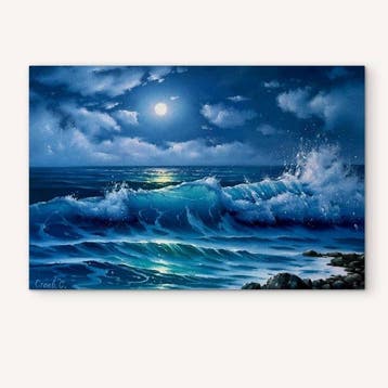Stoev Serhii (1971) - Wave under the moonlight, Antiek en Kunst